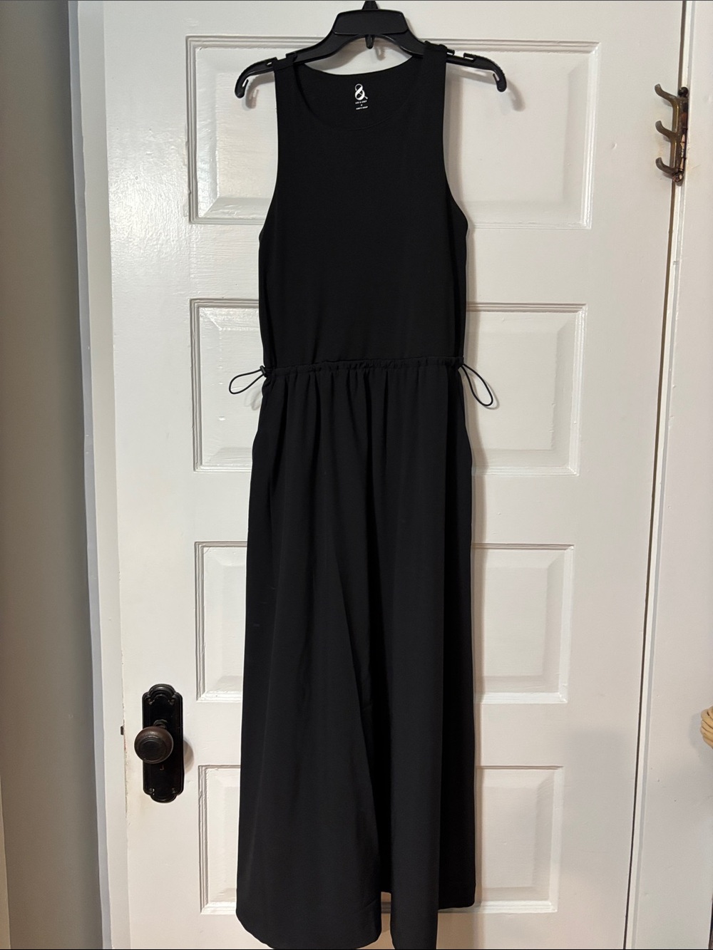 Lou & Grey Sleeveless Black Maxi Dress with Drawstring Waist